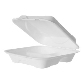 Contenitori Canna da Zucchero Bianco 3S 23x23x7,5cm (200 Pezzi)