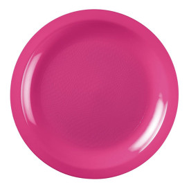Piatto Plastica Piano Fucsia Round PP Ø185mm (50 Pezzi)