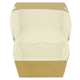 Scatola Hamburger di Cartone Kraft Doppia Chiusura 11x11x7,5cm (50 Pezzi)