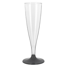 Flute Plastica PS Riutilizzabile Gambo Antracite 140ml 2P (6 Pezzi)