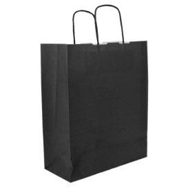 Buste Shopper in Carta Nero 100g/m² 25+11x31cm (25 Pezzi)