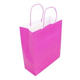 Buste Shopper in Carta Fucsia 100g/m² 25+11x31cm (25 Pezzi)