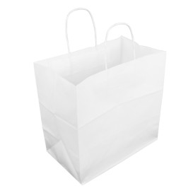 Buste Shopper in Carta Bianca 100g/m² 30+18x29cm (25 Pezzi)
