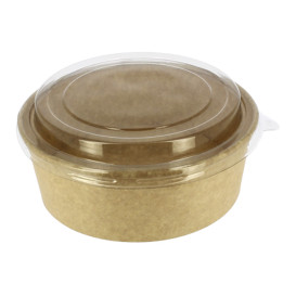 Contenitori di Carta Kraft-Kraft + Coperchio RPET 38 Oz/1140ml (100 Pezzi)
