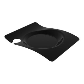 Piatto di Plastica "Forma" Catering Nero 22x18 cm (12 Pezzi)