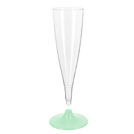 Flute Plastica PS Riutilizzabile Gambo Verde 140ml 2P (6 Pezzi)