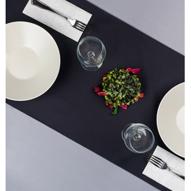 Tovaglia Runner Airlaid Nero 0,4x48m Pretagliati a 30cm (6 Pezzi)