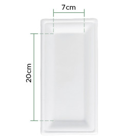 Vassoi Canna da Zucchero Bagassa Bianco 25,5x12,7 cm (50 Pezzi)