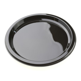 Piatto di Plastica Tondo Nero 23 cm (25 Pezzi)