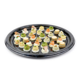 Vassoio di Plastica Rotondo Marmo 30 cm (5 Pezzi)