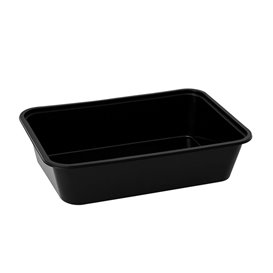 Contenitore Rettangolare in PP Nero con Coperchio 500ml 17,3x11,9cm (50 Pezzi)