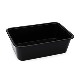 Contenitore Rettangolare in PP Nero con Coperchio 750ml 17,3x11,9cm (500 Pezzi)