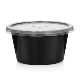 Contenitore in PP Nero per Salse con Coperchio 4Oz/120ml (100 Pezzi)