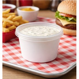 Contenitore in PP Bianco per Salse con Coperchio 4Oz/120ml (2.000 Pezzi)