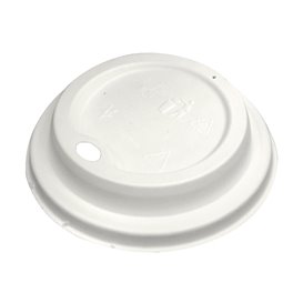Coperchio con Foro in Fibra di Cellulosa Modellata Bianco Ø9,0cm (50 Pezzi)