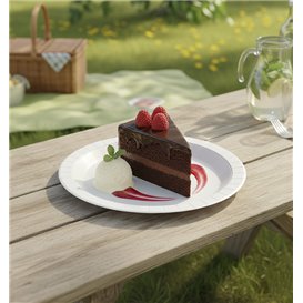 Piatto di Carta Tondo Anti-grasso Bianco Ø18cm 220g/m² (50 Pezzi)