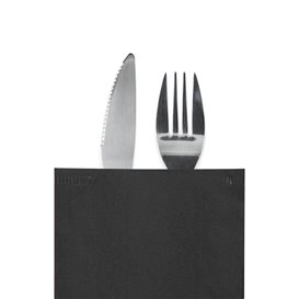 Busta per Posate con Tovaglioli Nero 11x25cm (100 Pezzi)