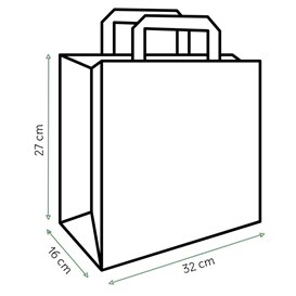 Buste di Carta Kraft con Manici Piatti 70g/m² 32+16x27cm (50 Pezzi)