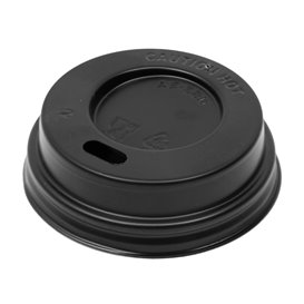 Coperchio da viaggio con foro PS per tazza in cartone nero da 3Oz Ø5,8cm (100 Pezzi)