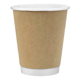 Bicchiere Carta 8Oz/240ml Parete Doppia Liscio Kraft Ø8cm (25 Pezzi)
