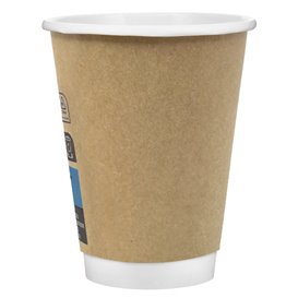 Bicchiere Carta 12Oz/360ml Parete Doppia Liscio Kraft Ø9cm (500 Pezzi)