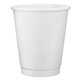 Bicchiere di Carta 8Oz/240ml Parete Doppia Liscio Bianco Ø8cm (25 Uds)