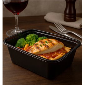 Contenitore Rettangolare in PP Nero 1.000ml 17,3x11,9cm (500 Pezzi)