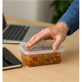 Coperchio Rettangolare in PP per Contenitori Trasparente17,4x11,6cm (25 Pezzi)