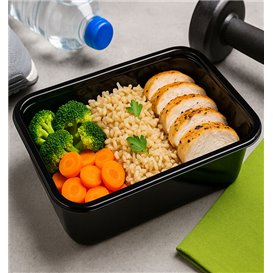 Contenitore Rettangolare in PP Nero 750ml 17,6x12,4x6cm (50 Pezzi)