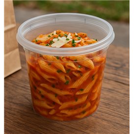 Contenitore in Plastica PP con Coperchio Trasparente “Deli Range” 710ml (40 Pezzi)