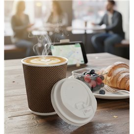 Coperchio SIP Bianco in PS Con Foro per Bicchieri di Carta Ø9cm (1.000 Pezzi)