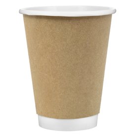 Bicchiere Carta Parete Doppia Liscio Kraft 12Oz/360ml Ø9cm (25 Pezzi)