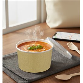Contenitore di Carta Kraft Con Coperchio PP 16 Oz/473ml (500 Pezzi)