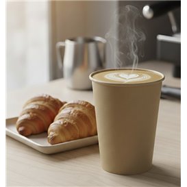 Bicchiere di Carta Kraft-Kraft 9Oz/280ml Ø7,7cm (50 Pezzi)
