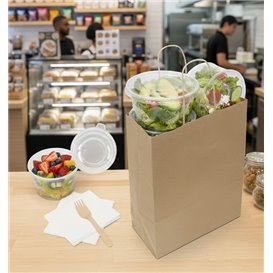 Sacchetti Carta Kraft con Manico Ritorto 80 g/m² 22+10x28cm (25 Pezzi)