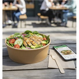 Contenitore di Carta Kraft-Kraft con Coperchio RPET 38 Oz/1140ml (100 Pezzi)