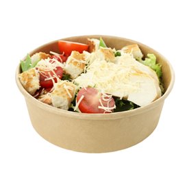 Contenitore di Carta Kraft-Kraft con Coperchio RPET 550ml Ø14cm (50 Pezzi)