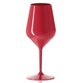 Calice da Vino Riutilizzabile Durevole in Tritan Rosso 470ml (1 Pezzo)