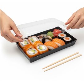 Coperchio Imballaggi Sushi rPET 21,5x13,5cm (50 Pezzi)