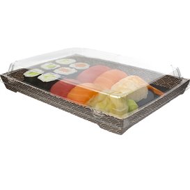 Coperchio per Imballaggio Sushi in rPET 26x19cm (50 Pezzi)