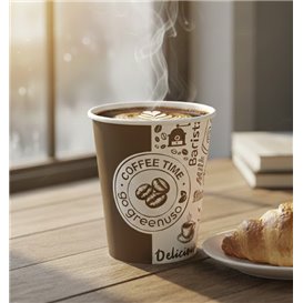 Bicchiere in Cartone ''Coffee Time'' 8Oz/240ml Ø8,0cm (1000 Pezzi)