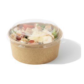 Contenitore di Carta Kraft-Kraft + Coperchio RPET 550ml Ø14cm (250 Pezzi)