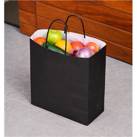 Buste Shopper in Carta Nero 100g/m² 22+10x27cm (25 Pezzi)