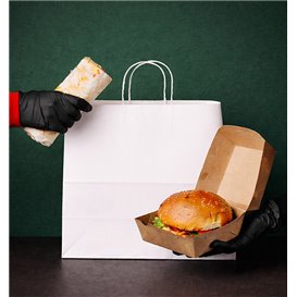 Buste Shopper in Carta Bianca 90g/m² 28+11x32cm (250 Pezzi)