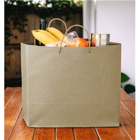 Buste Shopper in Carta Marrone 115g/m² 27+16x31cm (25 Pezzi)