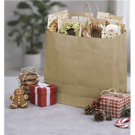 Buste Shopper in Carta Marrone 115g/m² 42+16x49cm (25 Pezzi)