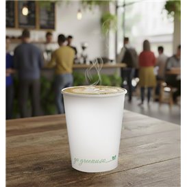 Bicchiere di Cartone "Go Green" Bianco 9Oz/280ml  (50 Pezzi)