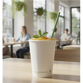 Bicchiere di Cartone "Go Green" Bianco 12Oz/360ml Ø9,0cm (1.000 Pezzi)