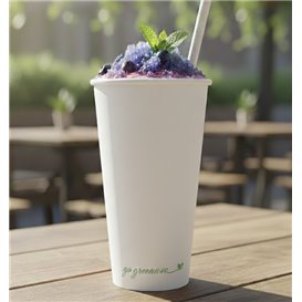 Bicchiere di Cartone "Go Green" Bianco 20Oz/600ml Ø9,0cm (1.000 Uds)
