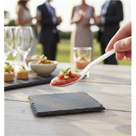 Cucchiaino Plastica Degustazione Bianca 100 mm (50 Pezzi)